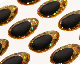 3D Epoxy Teardrop Eyes, Holographic Gold, 15 mm